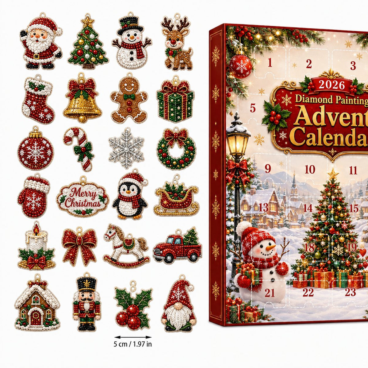🎄 53% OFF | 24 DIY Christmas Diamond Painting Ornaments – Make & Hang ✨