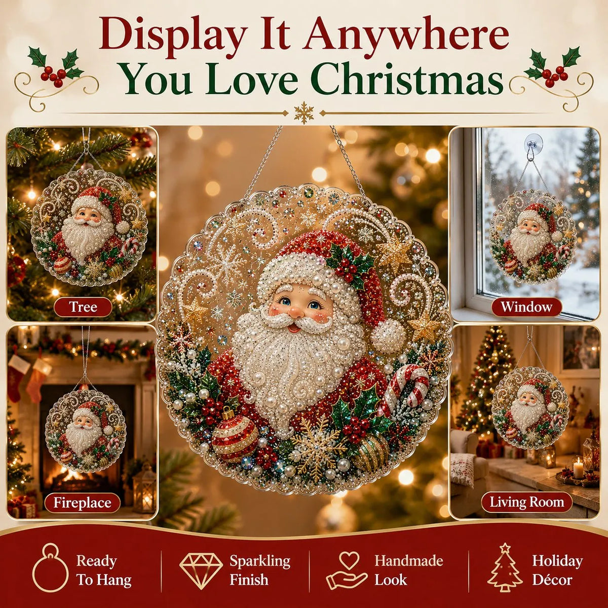 🎅Christmas Pearl Diamond Art Ornament Kit | DIY  Hanging Decor