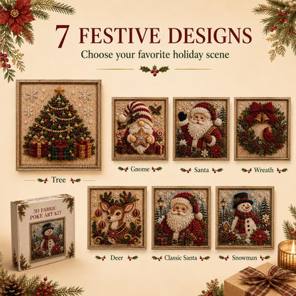 🔥Christmas Discount 59% Off🎅 3D Christmas Fabric Poke‐Art Craft Kit | Framed Shelf‐Ready Festive Decor
