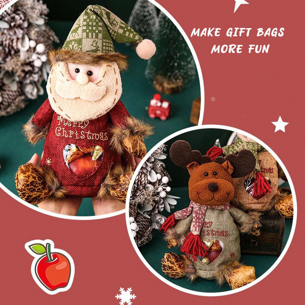 🎁 Only £6.99 | Save 53% – Christmas Character Gift Bag 🎄 Cute Zippered Holiday Treat & Gift Holder
