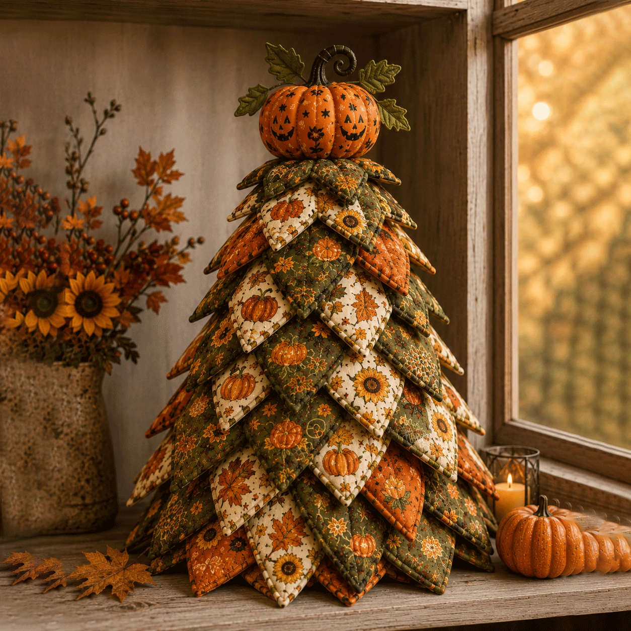Skeleton Rose - DIY Halloween Theme Quilted Fabric Tree Kit
