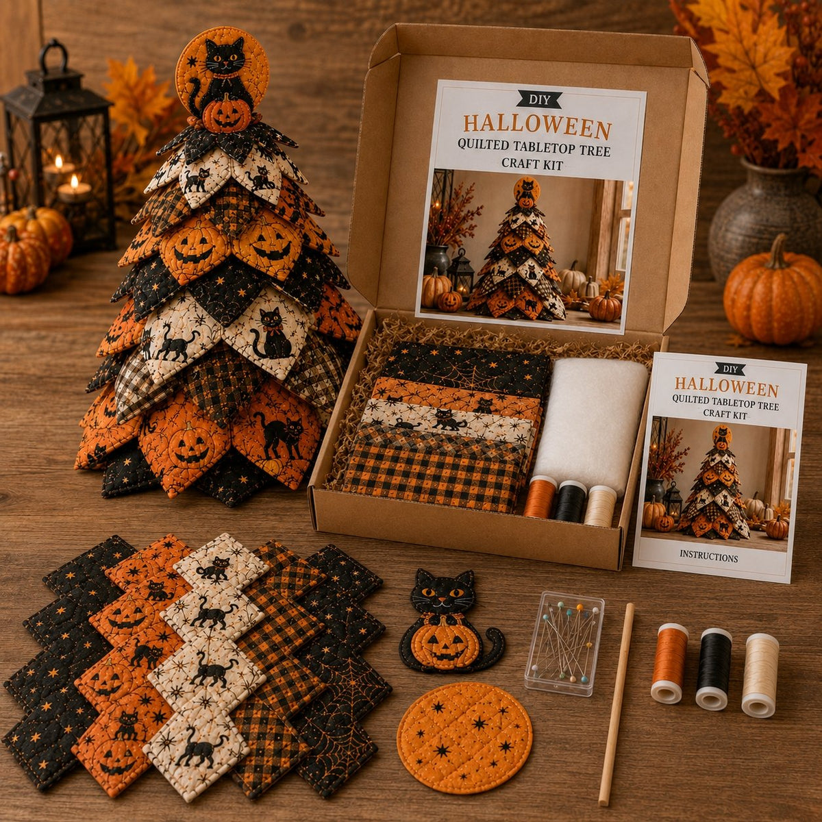 Candy Corn - DIY Halloween Theme Quilted Fabric Tree Kit