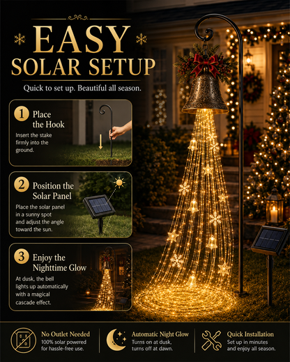 🎁Hot Sale 40% OFF🎄 Christmas Bell Cascade Solar Yard Light🔔