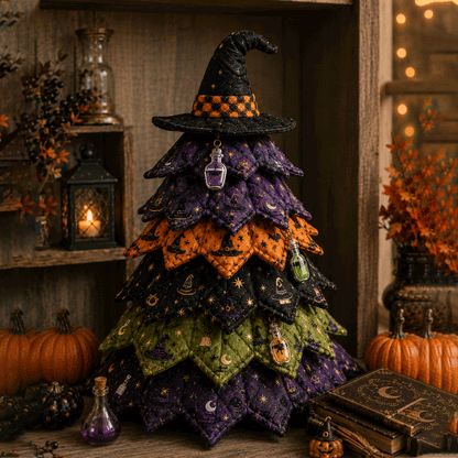 Moonlit Black Cat - DIY Halloween Theme Quilted Fabric Tree Kit