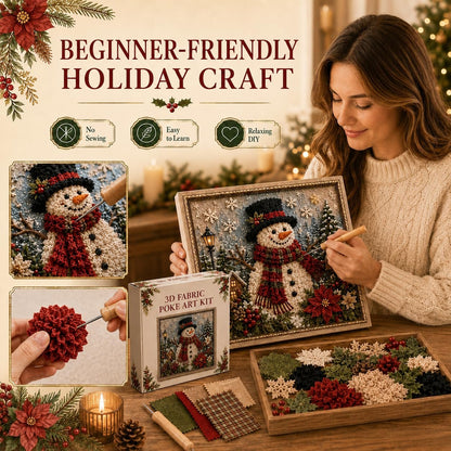 🔥Christmas Discount 59% Off🎅 3D Christmas Fabric Poke‐Art Craft Kit | Framed Shelf‐Ready Festive Decor
