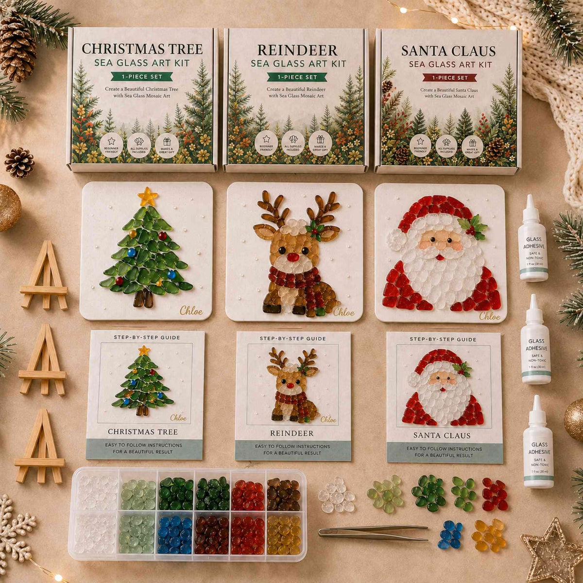 🔥 63% OFF | Only £11.99 🎄Christmas Sea Glass Art DIY Kit – Create Your Own Festive Keepsake