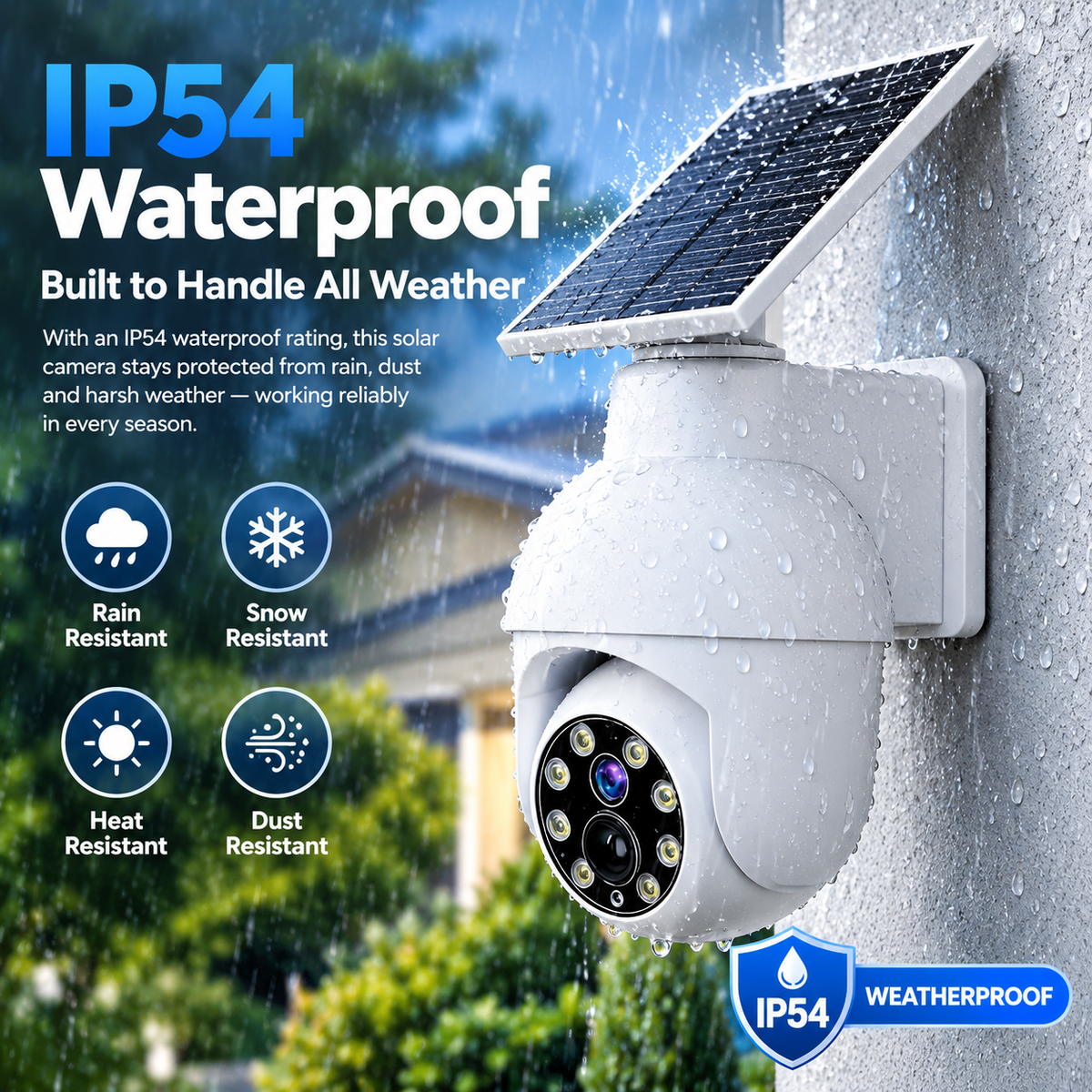 Yunsune 360° Solar Security Light – Motion Sensor Camera-Style Spotlight