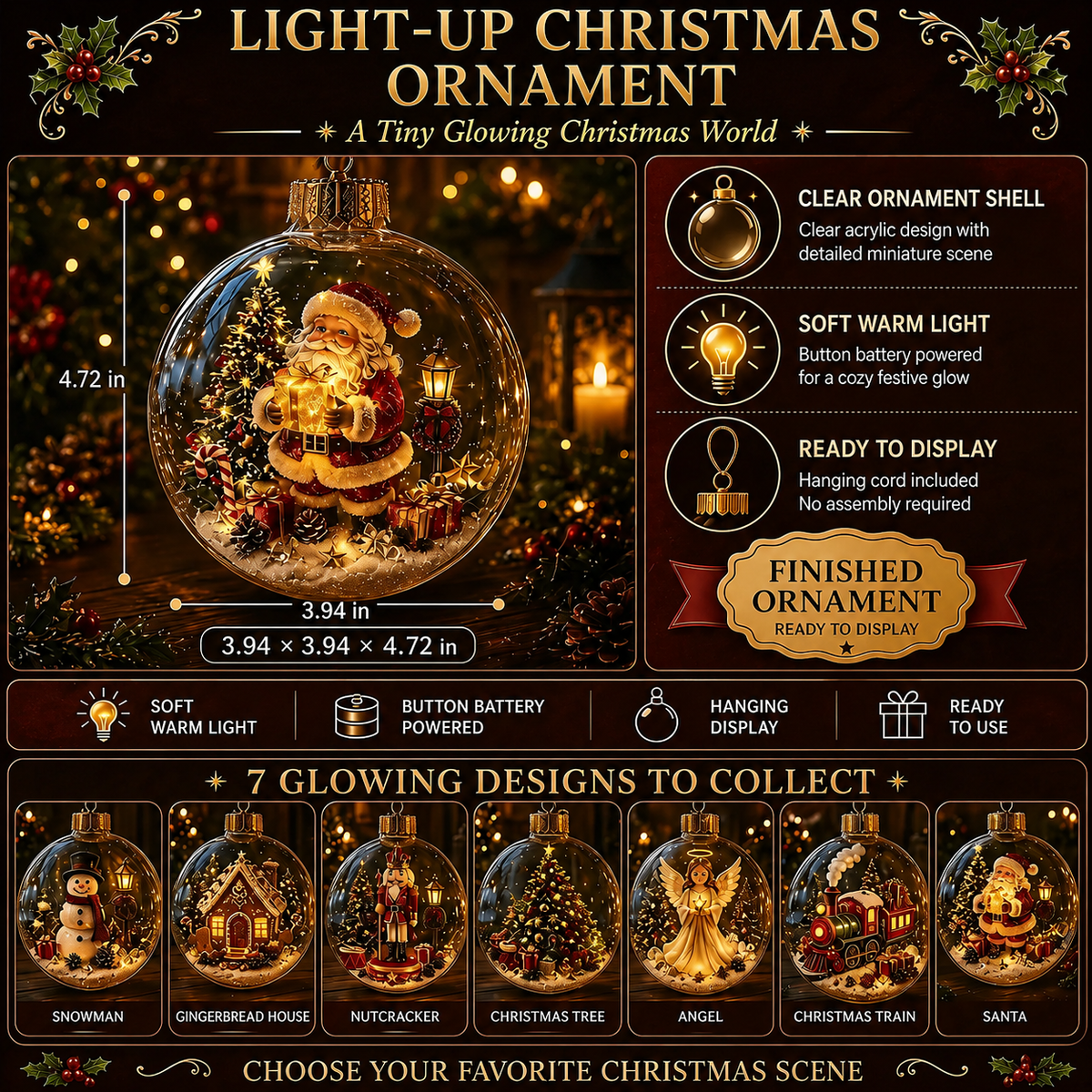 🔥 LAST DAY 49% OFF – 🎄Glowing Christmas Ornament ✨