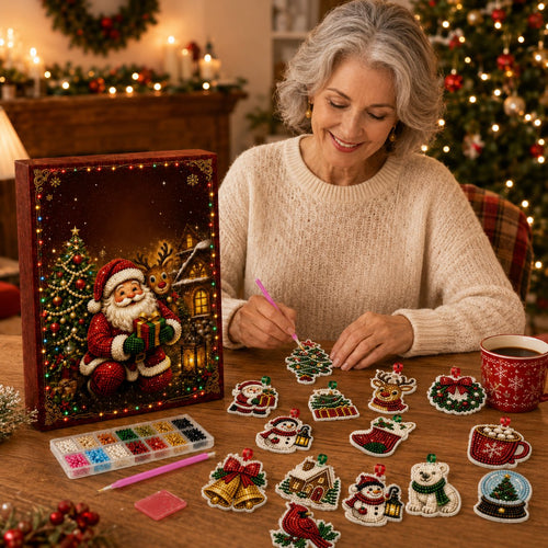 🎄 53% OFF | 24 DIY Christmas Diamond Painting Ornaments – Make & Hang ✨