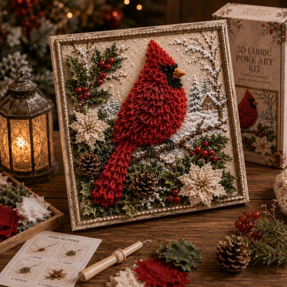 🔥Christmas Discount 59% Off🎅 3D Christmas Fabric Poke‐Art Craft Kit | Framed Shelf‐Ready Festive Decor