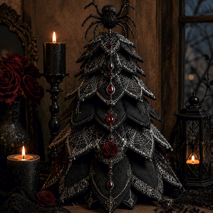 Skeleton Rose - DIY Halloween Theme Quilted Fabric Tree Kit