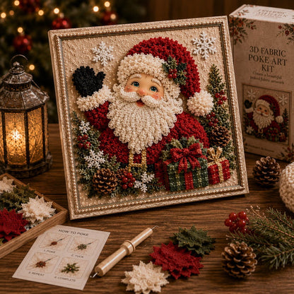 🔥Christmas Discount 59% Off🎅 3D Christmas Fabric Poke‐Art Craft Kit | Framed Shelf‐Ready Festive Decor