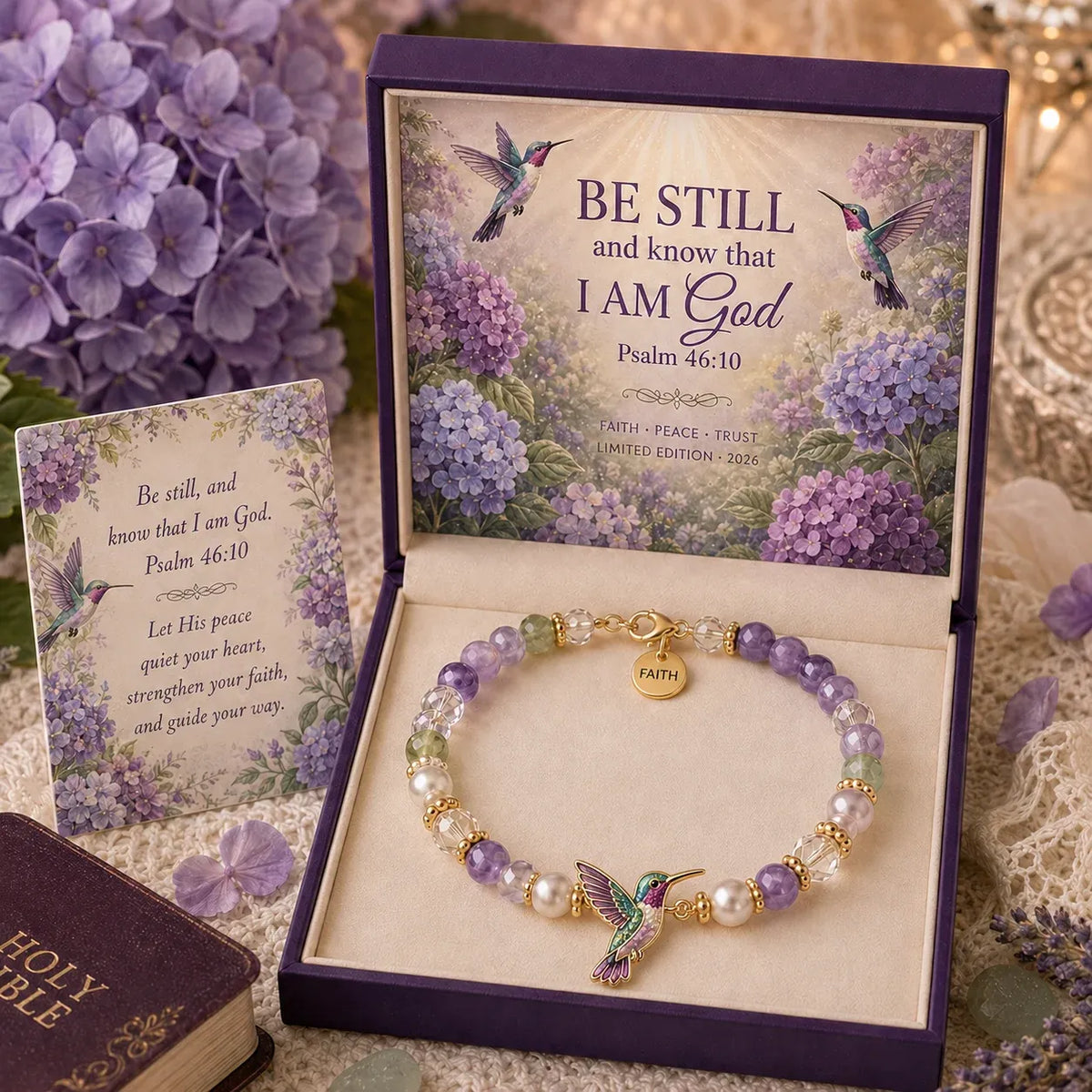 🎅 2026 Christmas Gift 49% Off--✝️ Psalm 46:10 Faith Bracelet | Limited Edition 2026 Christian Jewelry with 7 Meaningful Nature Symbols, Gemstone-Style Beads & Scripture Gift Box 🤍