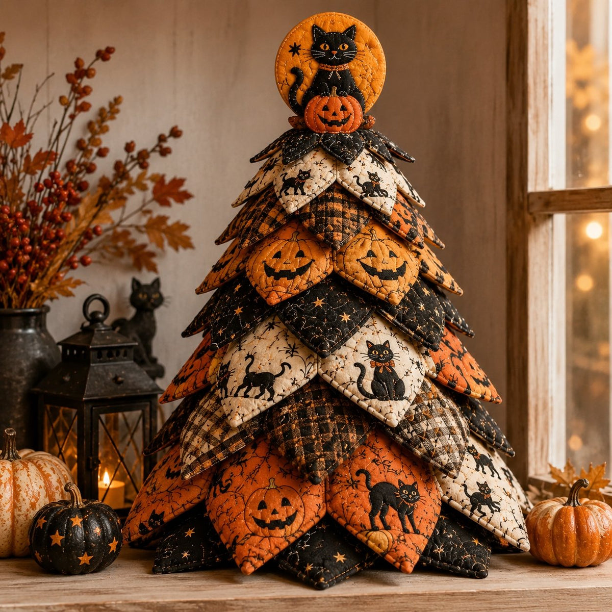 Skeleton Rose - DIY Halloween Theme Quilted Fabric Tree Kit