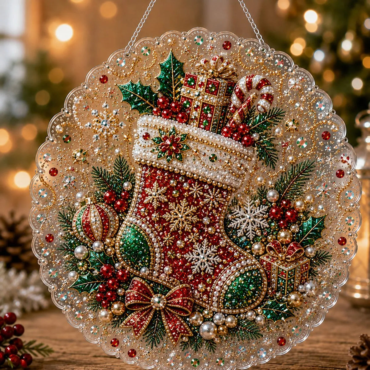 🎅Christmas Pearl Diamond Art Ornament Kit | DIY  Hanging Decor