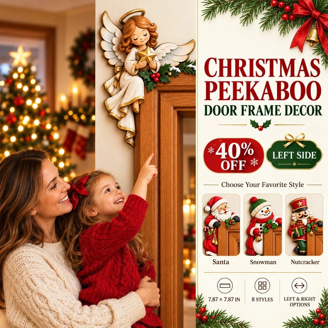 🎅✨Christmas Peekaboo Door Frame Corner Decor – 3D Holiday Character Decoration